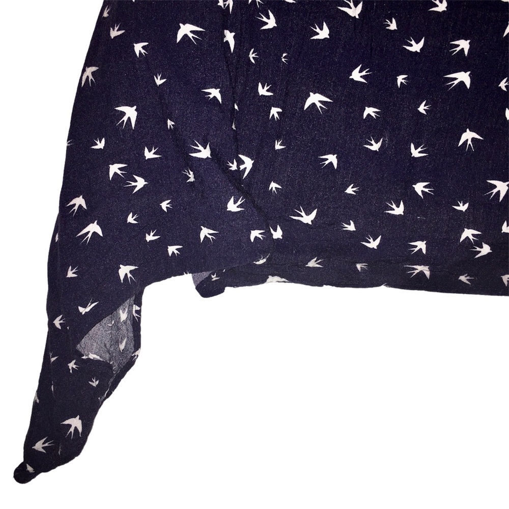 Sundress w/ Birds Cut Out Back Sleeveless Asymmetrical Navy Adam Levine Large - Picture 5 of 16